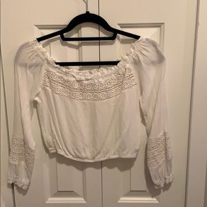 forever 21 white off the shoulder crop top. size s